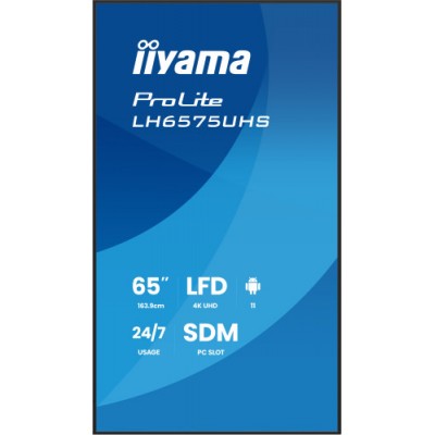 MONITOR IIYAMA 65 LH6575UHS B1AG3840X2160 UHD IPS PANEL OPERACION 24 7 500CD M LANDSCAPE PORTRAIT SIGNAL FAILOVER SPEAKERS 2X 1
