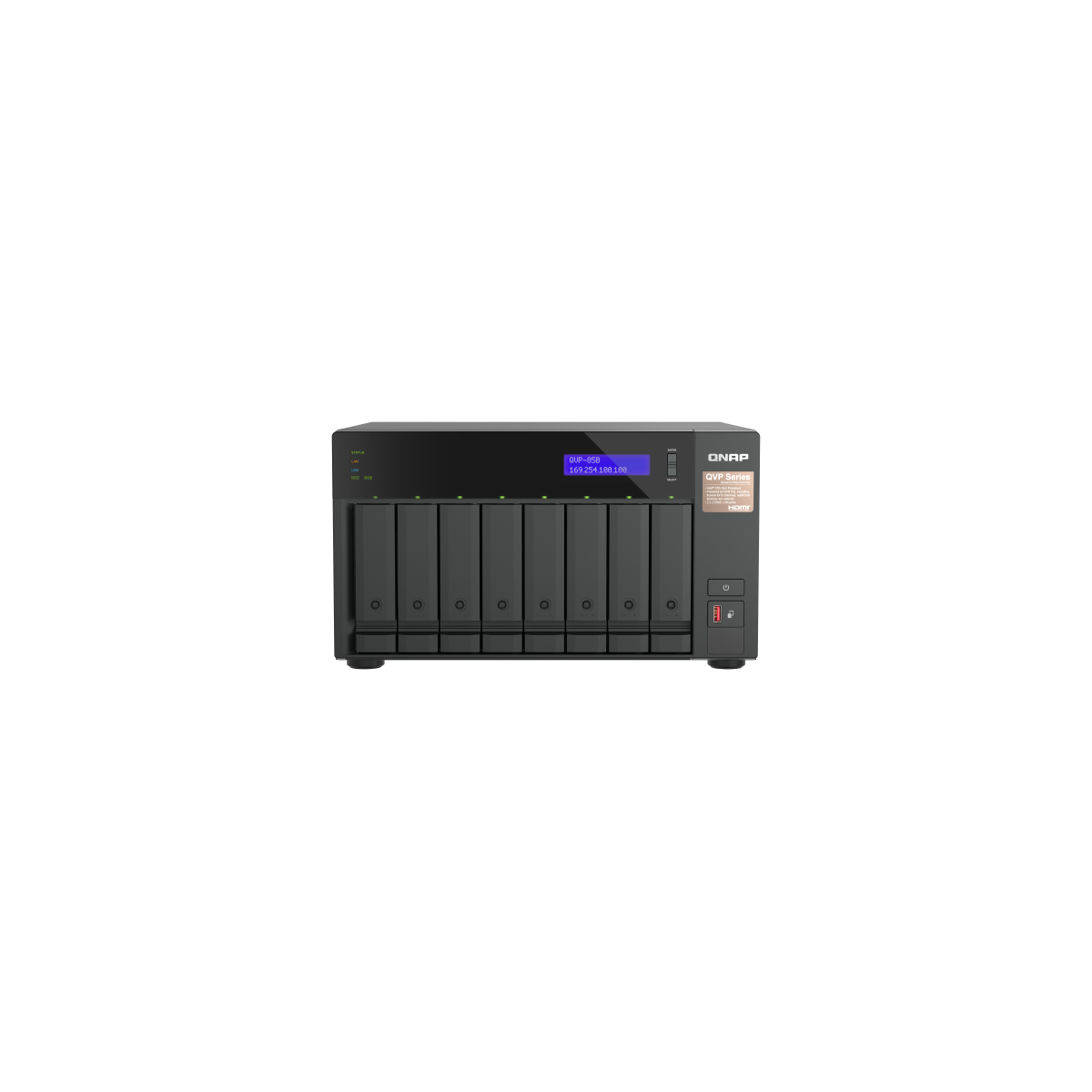 QNAP QVP 85B servidor de almacenamiento NAS Torre Intel Core i5 32 GB DDR4 Unidad de disco duro QVR Pro Negro