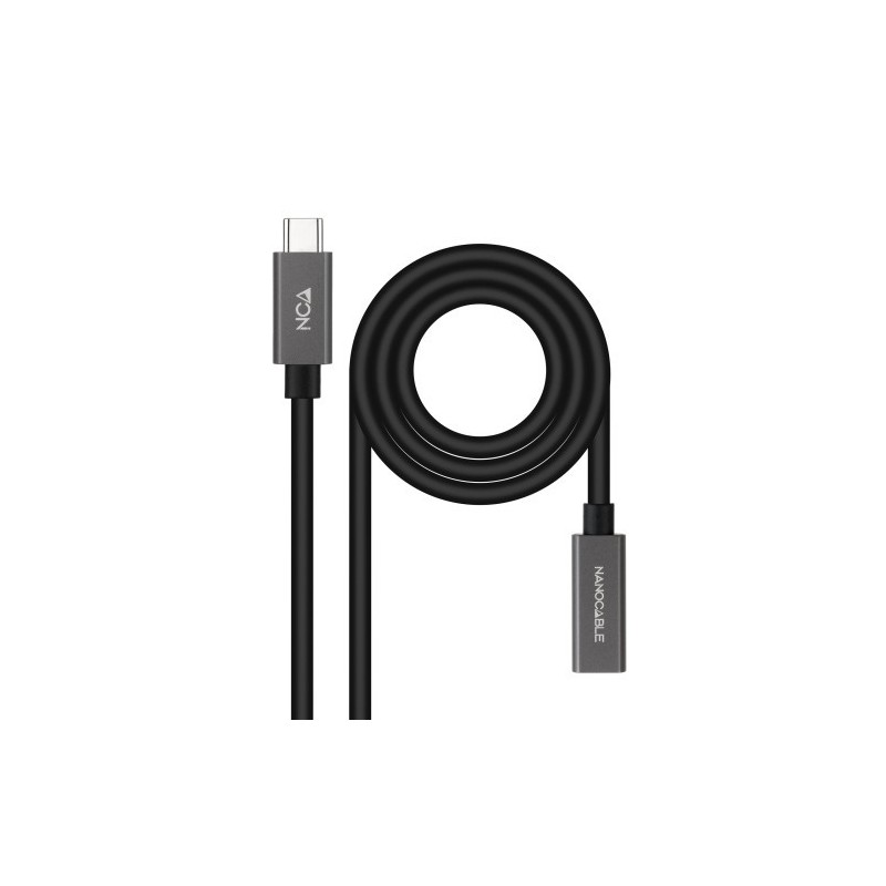 Nanocable Cable Prolongador USB C 32 Gen2x2 20Gbps 3A 4K 60Hz USB C M USB C H Negro 2 m