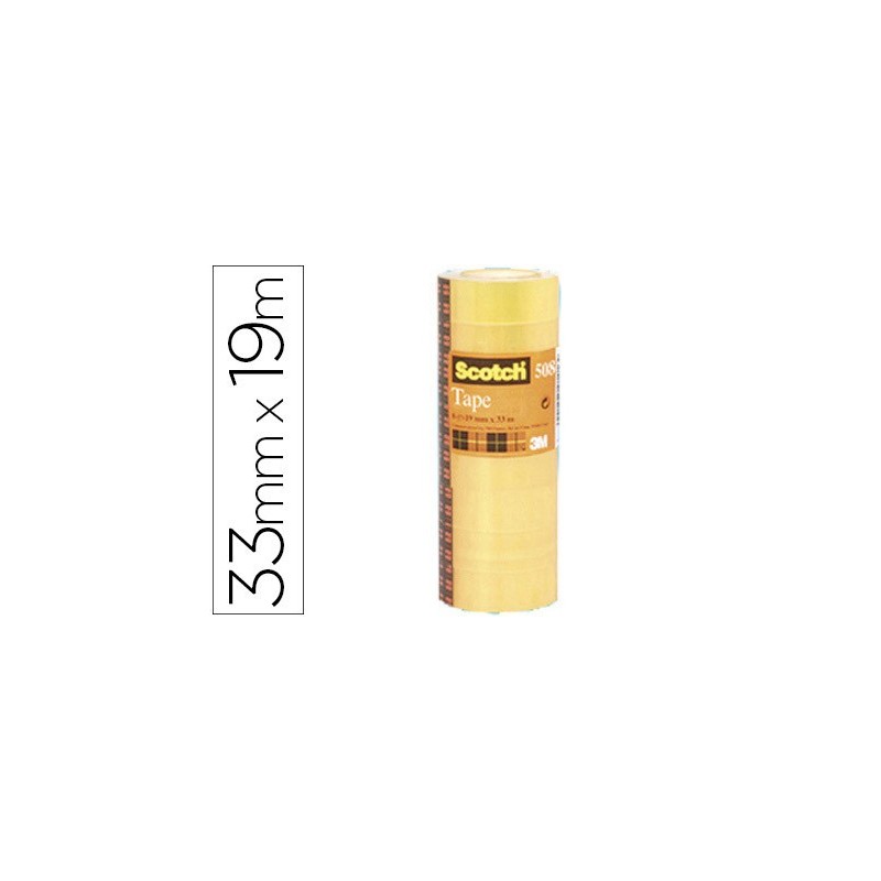 PACK 8 ROLLOS CINTAS ADHESIVAS TRANSPARENTE 19MM X 33M 508 1933 SCOTH 7100213205