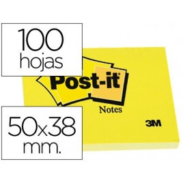 PACK 12 BLOCS 100 HOJAS NOTAS ADHESIVAS 38X51MM CANARY YELLOW SIN ENCELOFANADO INDIVIDUAL 653 E POST IT 7100290163