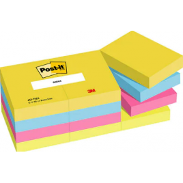 PACK 12 BLOCS 100 HOJAS NOTAS ADHESIVAS 38X51MM COLECCIoN ENERGETIC EN CAJA CARToN 653 TFEN POST IT 7100290179