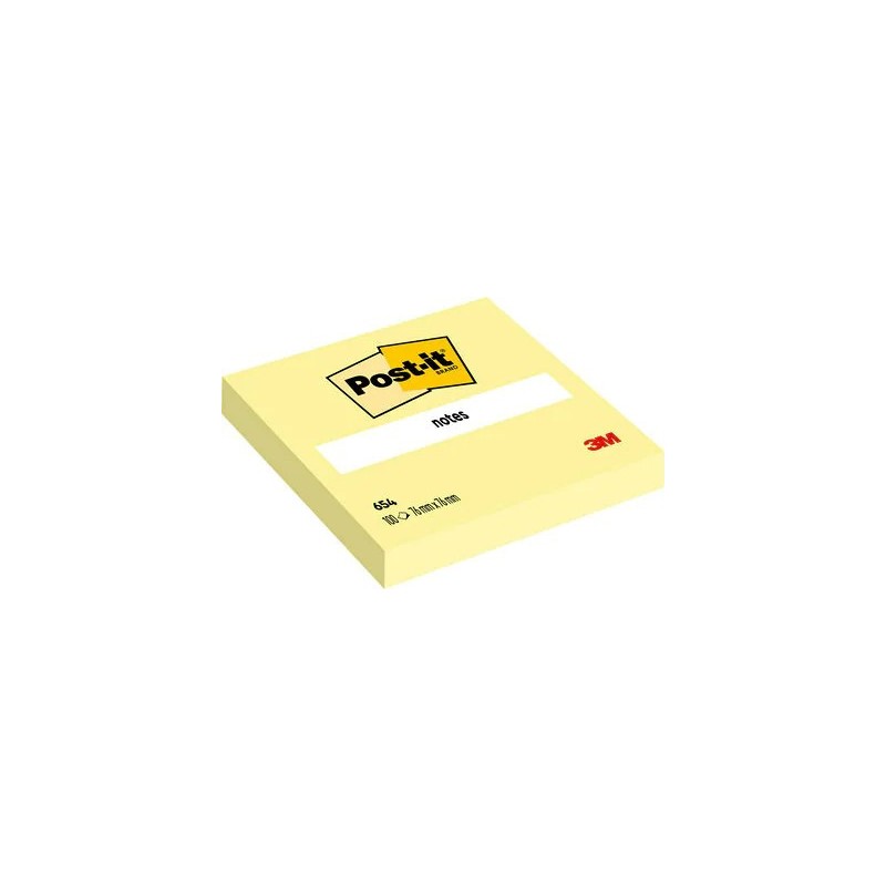 PACK 12 BLOCS 100 HOJAS NOTAS ADHESIVAS 76X76MM CANARY YELLOW SIN ENCELOFANADO INDIVIDUAL 654 POST IT 7100290160