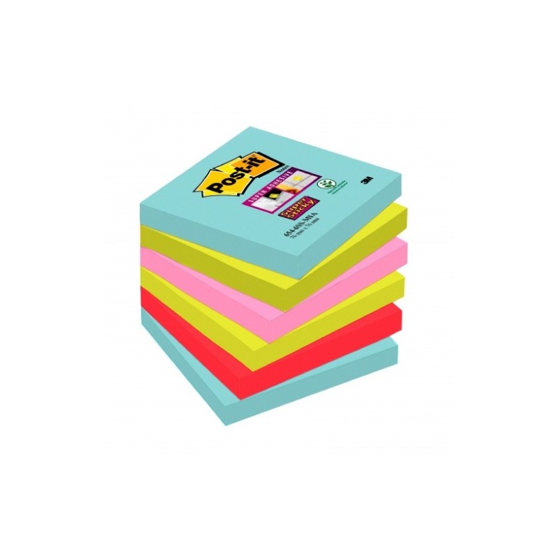 PACK 6 BLOCS 90 HOJAS NOTAS ADHESIVAS 76X76MM SUPER STICKY COLECCIoN COSMIC 654 6SS COS POST IT 7100263206