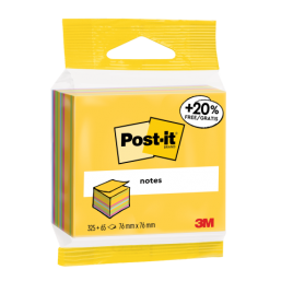 CUBO 32565 HOJAS NOTAS ADHESIVAS 76X76MM COLORES SURTIDOS EMBLISTADO INDIVIDUAL 2014 UCP POST IT 7100172397