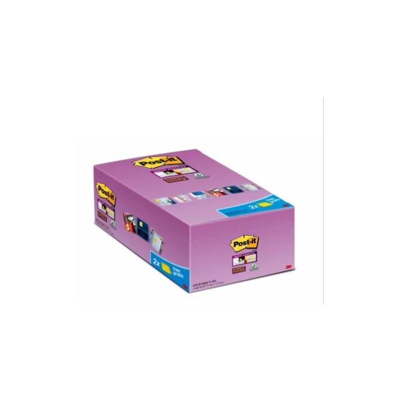 PACK 4 BLOCS 270 HOJAS NOTAS ADHESIVAS 76X76MM SUPER STICKY CANARY YELLOW 2028 SSCYPPX4 POST IT 7100321358