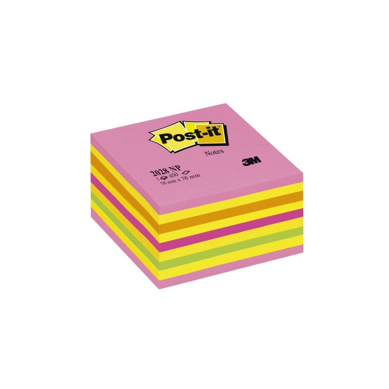 CUBO 450 HOJAS NOTAS ADHESIVAS 76X76MM COLORES NEoN 2028 NP POST IT 7100200378