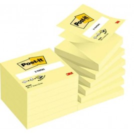 PACK 12 BLOCS 100 HOJAS Z NOTES ADHESIVAS 76X76MM CANARY YELLOW CAJA CARToN R 330 CY POST IT 7100290167