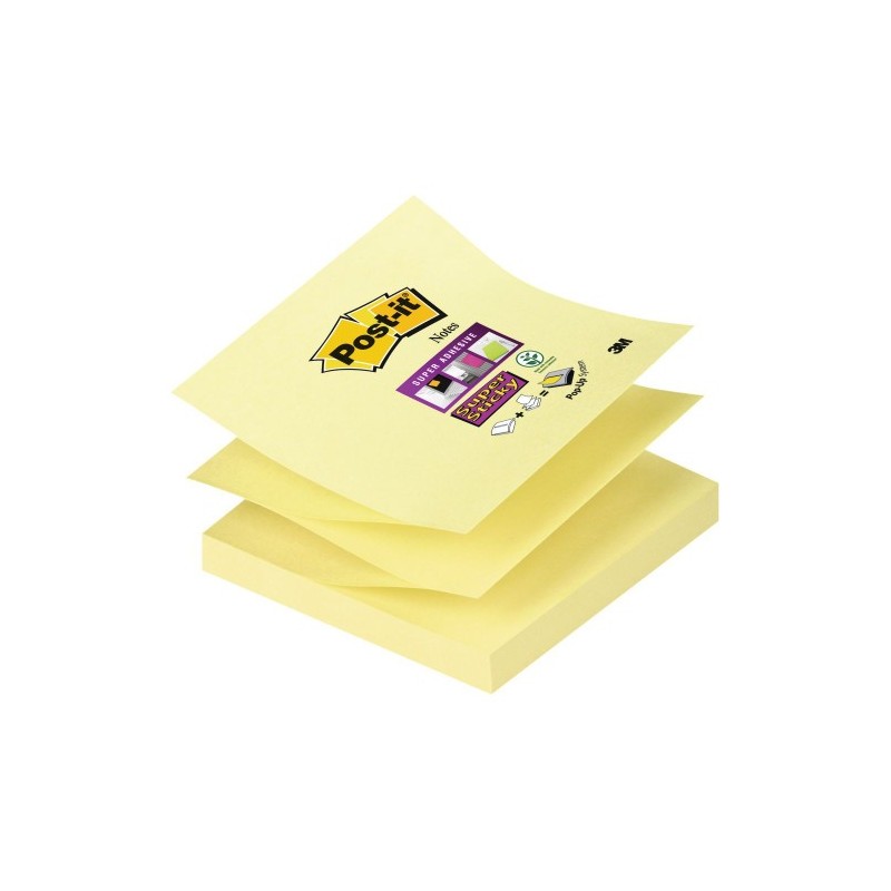 PACK 12 BLOCS 90 HOJAS Z NOTES ADHESIVAS 76X76MM SUPER STICKY CANARY YELLOW CAJA CARToN R330 12SS CY POST IT 7100290161