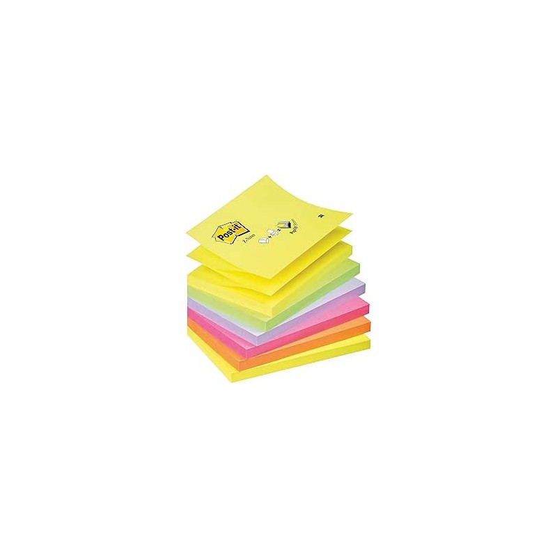 PACK 12 BLOCS 100 HOJAS Z NOTES ADHESIVAS 76X76MM COLORES SURTIDOS FLuOR R330 NR POST IT 7100290154