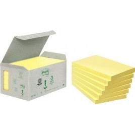 PACK 6 BLOCS 100 HOJAS NOTAS RECICLADAS ADHESIVAS 76X127MM CANARY YELLOW CAJA CARToN 655 1B POST IT 7100172257