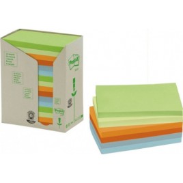 PACK 16 BLOCS 100 HOJAS NOTAS RECICLADAS ADHESIVAS 76X127MM COLORES SURTIDOS PASTEL 655 1RPT POST IT 7100259665