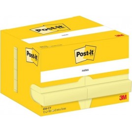 PACK 12 BLOCS 100 HOJAS NOTAS ADHESIVAS 51X76MM CANARY YELLOW CAJA CARToN 656 POST IT 7100290170