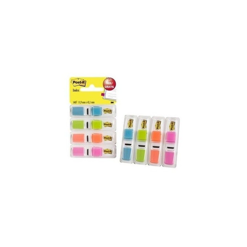 PACK 31 DISPENSADORES X 35 MARCADORES INDEX PEQUENOS 119X432MM COLORES SURTIDOS TRANSLuCIDOS 683 4ABB POST IT 7100019101