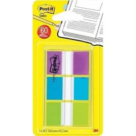 BLISTER DISPENSADOR 60 MARCADORES INDEX 254X432MM AZUL VERDE VIOLETACOLORES SURTIDOS 680 PBG POST IT 7100019102