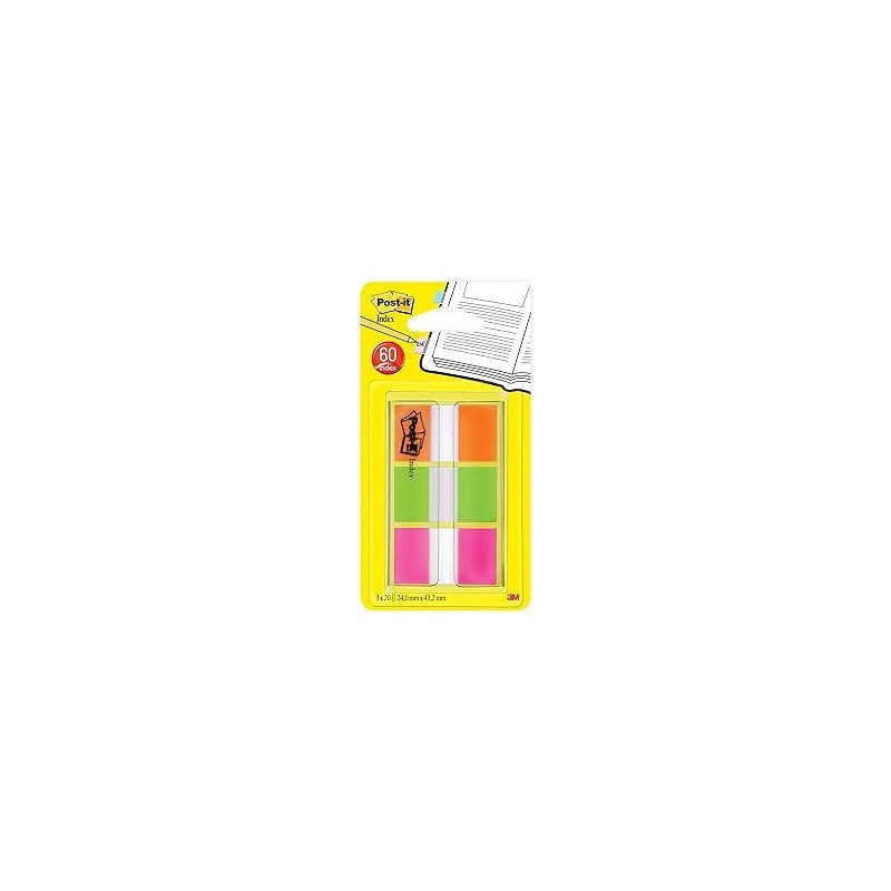BLISTER DISPENSADOR 60 MARCADORES INDEX 254X432MM NARANJA ROSA VERDE 680 ROYN POST IT 7100102571