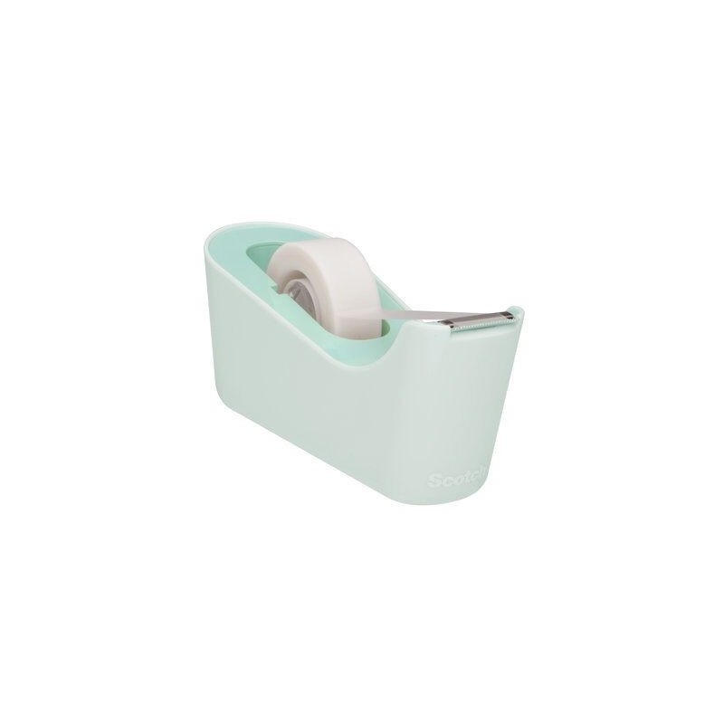 DISPENSADOR PORTARROLLOS C18 DE SOBREMESA COLOR MENTA CON ROLLO CINTA INVISIBLE 19MM X 33M MAGIC C18 M SCOTH 7100180400