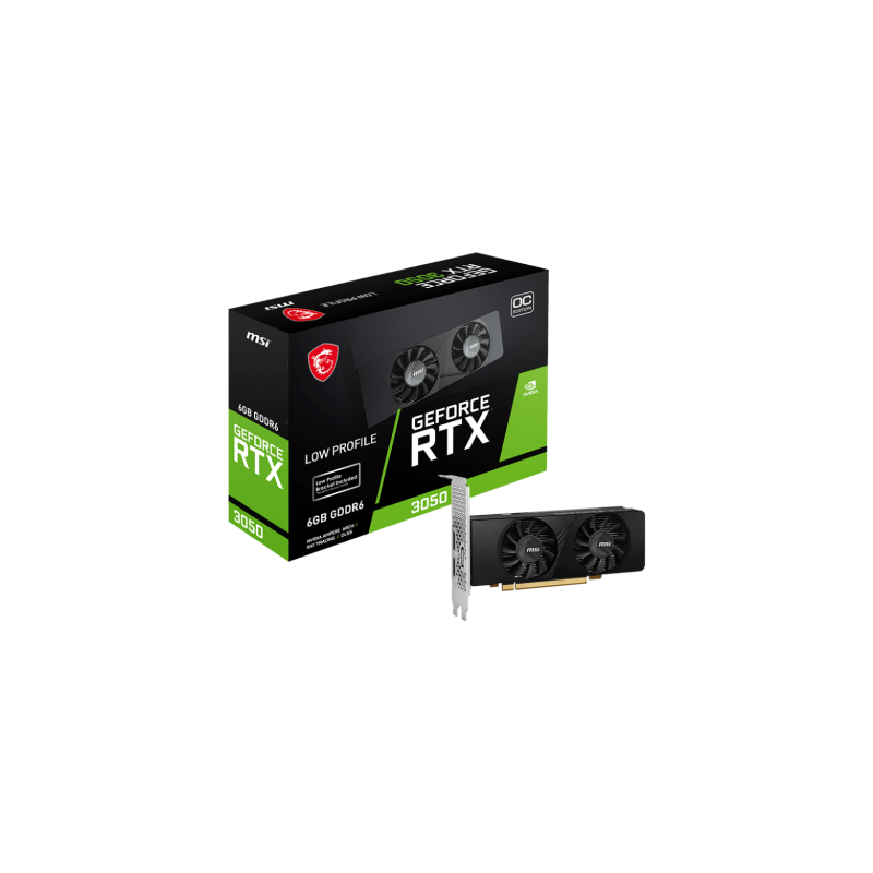 VGA MSI RTX 3050 LP 6G OCNVRTX3050GDDR66GB96BIT2HDMI1DP2 VENTILADORES LOW PROFILE