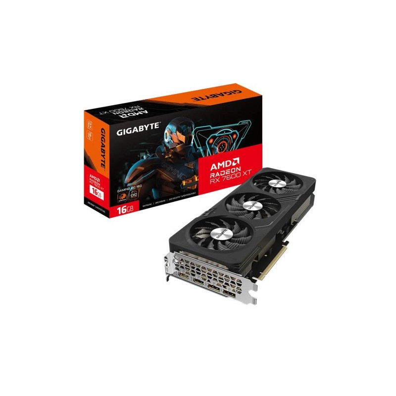 VGA GIGABYTE GV R76XTGAMING OC 16GDAMDRX7600XT16GBGDDR6128BIT2HDMI2DPWINDFORCE3 VENTILADORESRGB FUSION