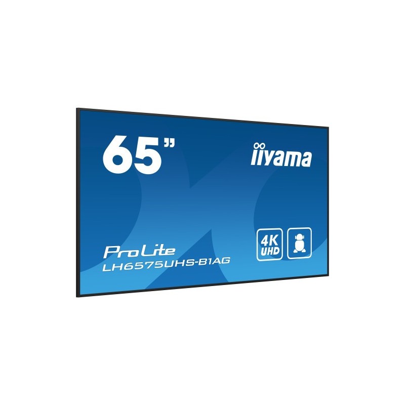 MONITOR IIYAMA 65 3840X2160 UHD IPS PANEL HAZE 25 500CD M LANDSCAPE AND PORTRAIT SIGNAL FAILOVER SPEAKERS 2X 10W MULTIPLE INPUT