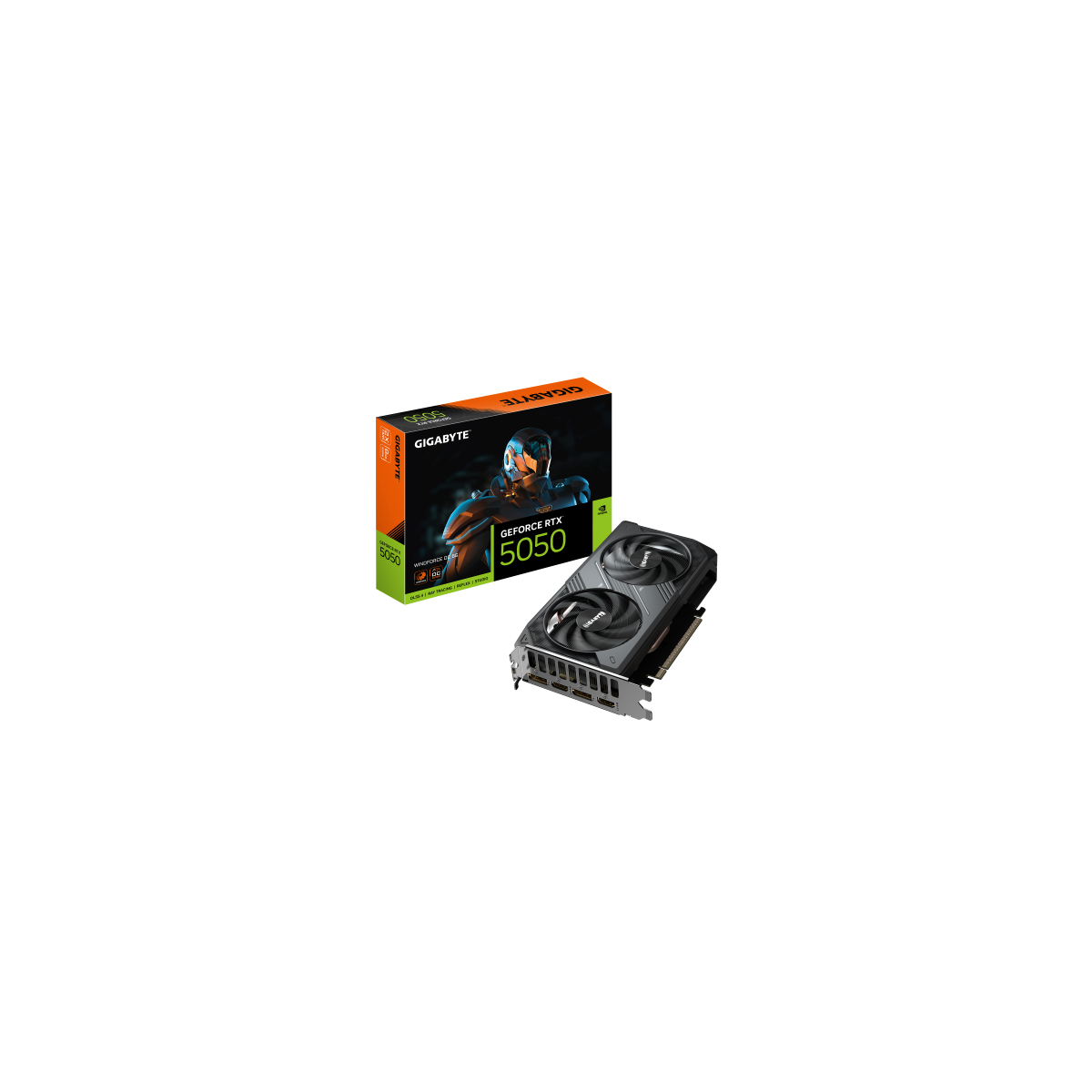 GIGABYTE GeForce RTX 5050 WINDFORCE OC 8G Tarjeta Grafica 8GB GDDR6 128bit PCI E 50 2587MHz Frecuencia del nucleo 2 x DP 2 x HD