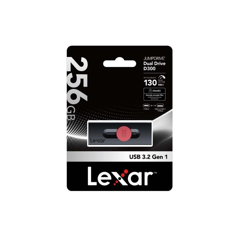 LEXAR 256GB DUAL TYPE C AND TYPE A USB 32 FLASH DRIVE UP TO 130MB S READ