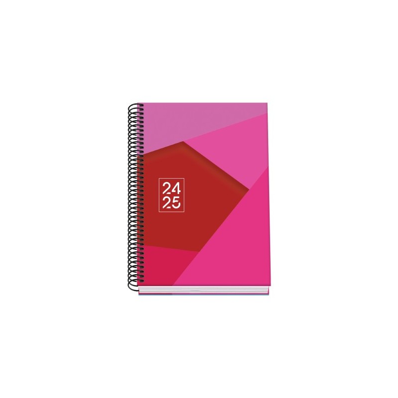 AGENDA ESCOLAR 2024 2025 TAMANO A5 TAPA CARTON FORRADO SEMANA VISTA TANGRAM BASIC ROSA DOHE 51745