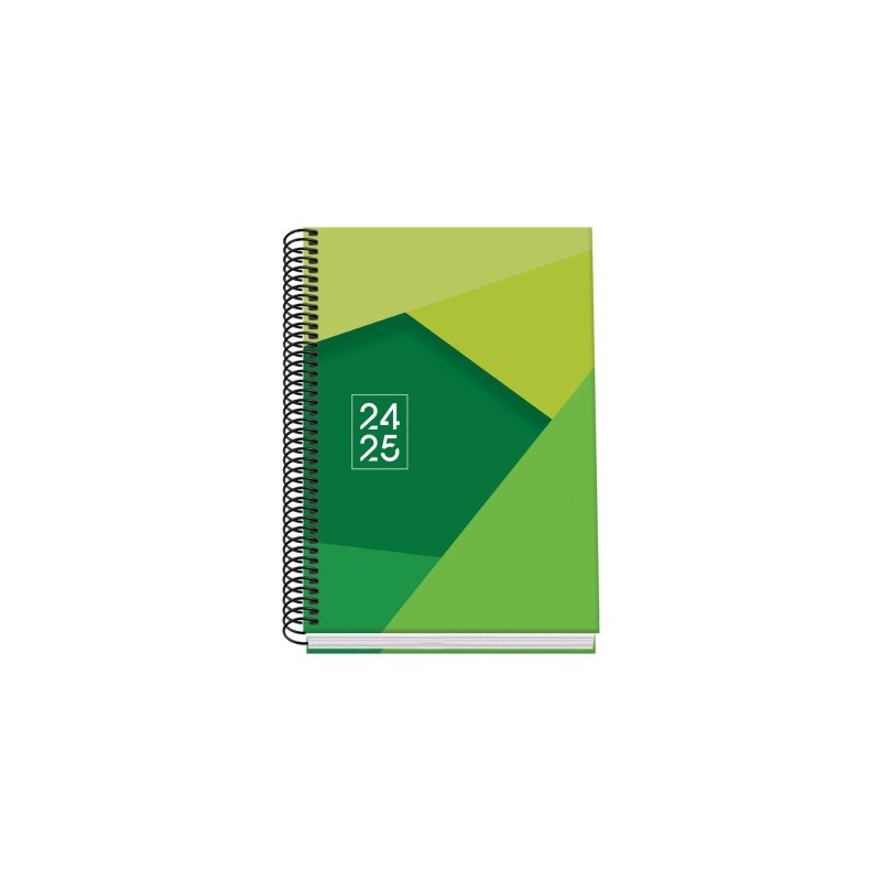 AGENDA ESCOLAR 2024 2025 TAMANO A5 TAPA CARTON FORRADO SEMANA VISTA TANGRAM BASIC VERDE DOHE 51746