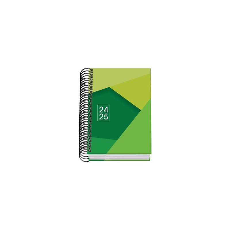 AGENDA ESCOLAR 2024 2025 TAMANO A6 TAPA CARTON FORRADO DiA PaGINA TANGRAM BASIC VERDE DOHE 51750