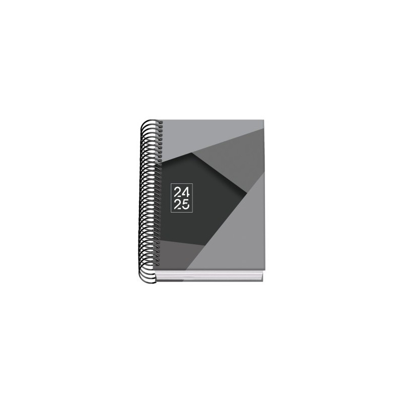 AGENDA ESCOLAR 2024 2025 TAMANO A6 TAPA CARTON FORRADO DiA PaGINA TANGRAM BASIC NEGRO DOHE 51751