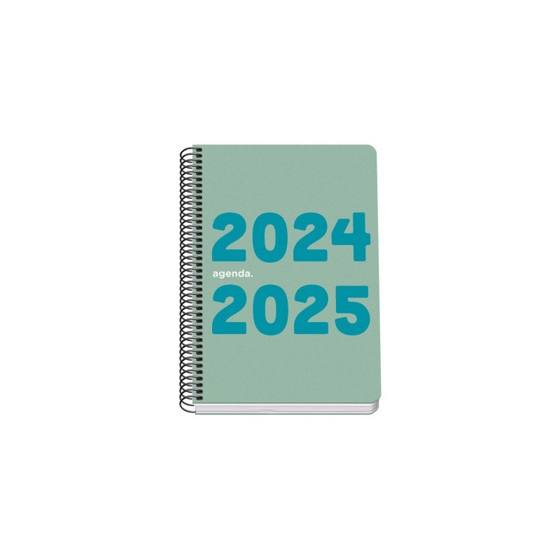 AGENDA ESCOLAR 2024 2025 TAMANO A5 TAPA POLIPROPILENO DiA PaGINA MEMORY BASIC VERDE DOHE 51757