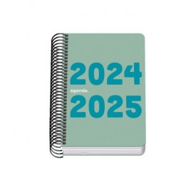 AGENDA ESCOLAR 2024 2025 TAMANO A6 TAPA POLIPROPILENO DiA PaGINA MEMORY BASIC VERDE DOHE 51765