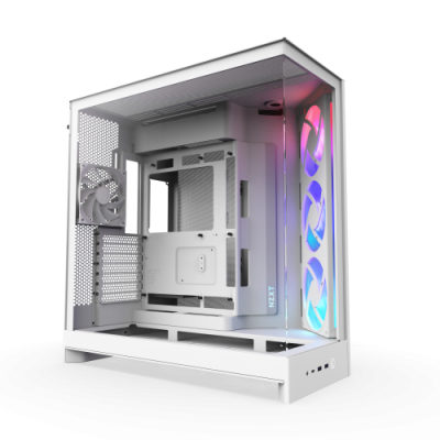 CAJA NZXT H9 FLOW RGB 2025 DUAL CHAMBER MID TOWER CASE W RGB FANS ALL WHITE
