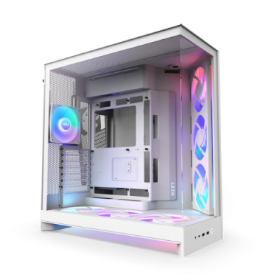 CAJA NZXT H9 FLOW RGB 2025 DUAL CHAMBER MID TOWER CASE W RGB FANS CONTROLLER ALL WHITE