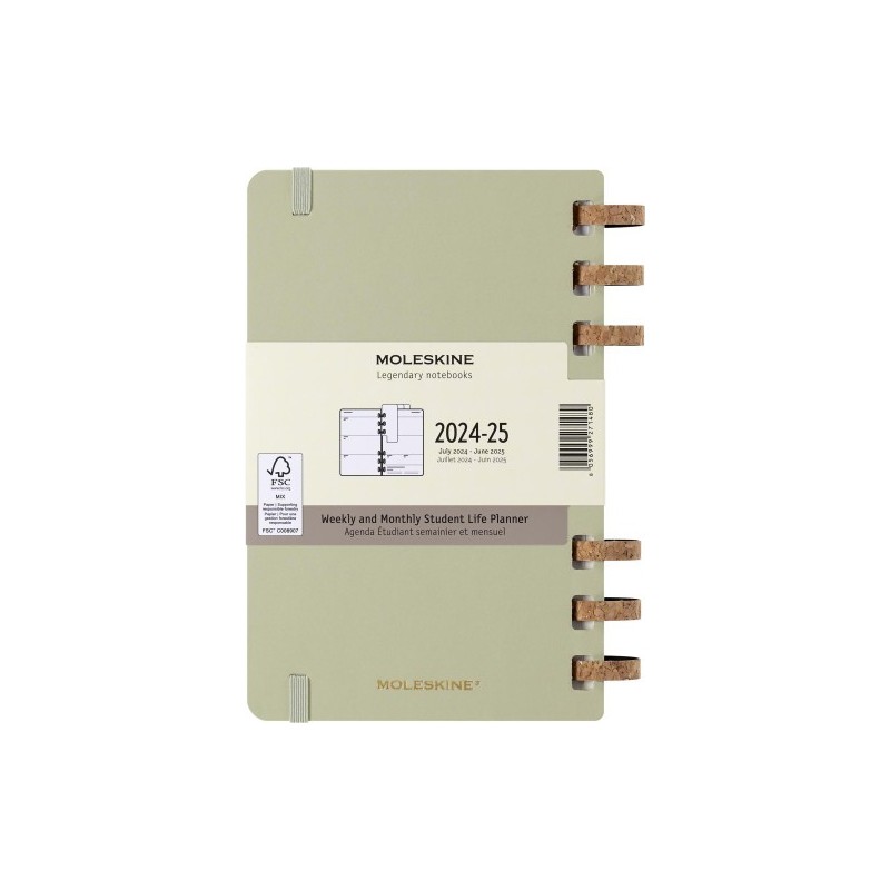 AGENDA 12 MESES 2025 ACADeMICA ESPIRAL L 13 X 21 CM KIWI TAPA DURA MOLESKINE DHSPK5212AMWH3Y25