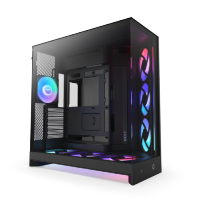 CAJA NZXT H9 FLOW RGB 2025 DUAL CHAMBER MID TOWER CASE W RGB FANS CONTROLLER ALL BLACK