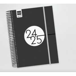 AGENDA ESCOLAR 2024 2025 E10 155X212 1 DiA PaGINA ESPIR LABEL NEGRO FINOCAM 633126025