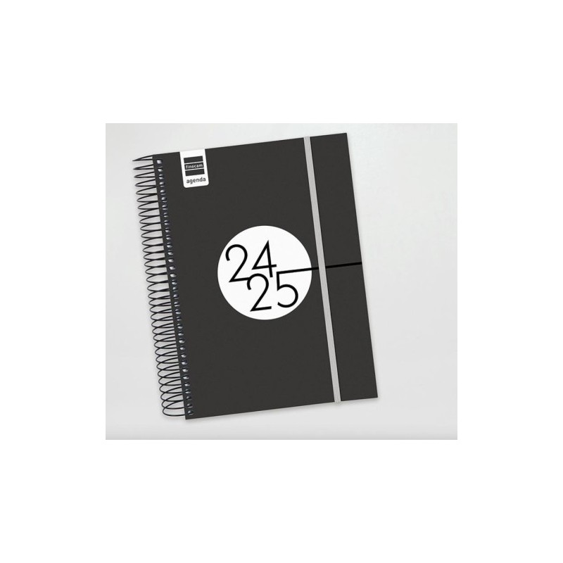 AGENDA ESCOLAR 2024 2025 E10 155X212 1 DiA PaGINA ESPIR LABEL NEGRO FINOCAM 633126025