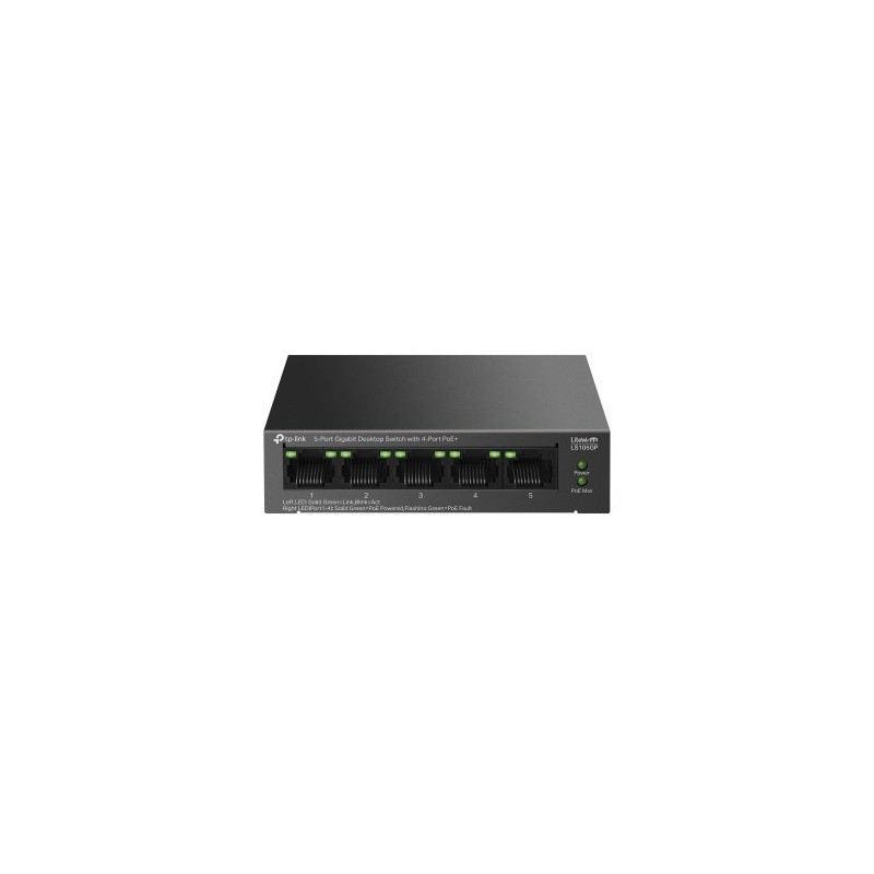 TP Link LiteWave LS105GP switch No administrado Gigabit Ethernet 10 100 1000 Energia sobre Ethernet PoE Negro