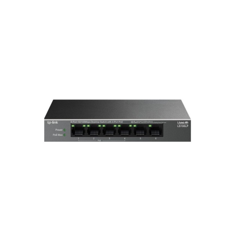 TP LINK SWITCH DE SOBREMESA DE 6 PUERTOS 10 100 MBPS CON 4 PUERTOS POE PUERTOS 4 10 100 MBPS POE 2 10 100 MBPS NO POE ESPECIFIC