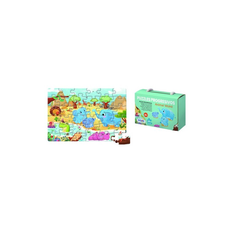 PUZZLE DE 36 PIEZAS A PARTIR DE 4 6 ANOS ANIMAL WORLD DOHE 65009