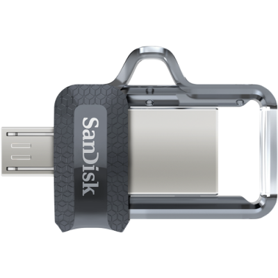 Sandisk Ultra Dual m30 unidad flash USB 64 GB USB Type A Micro USB 32 Gen 1 31 Gen 1 Negro Plata Transparente