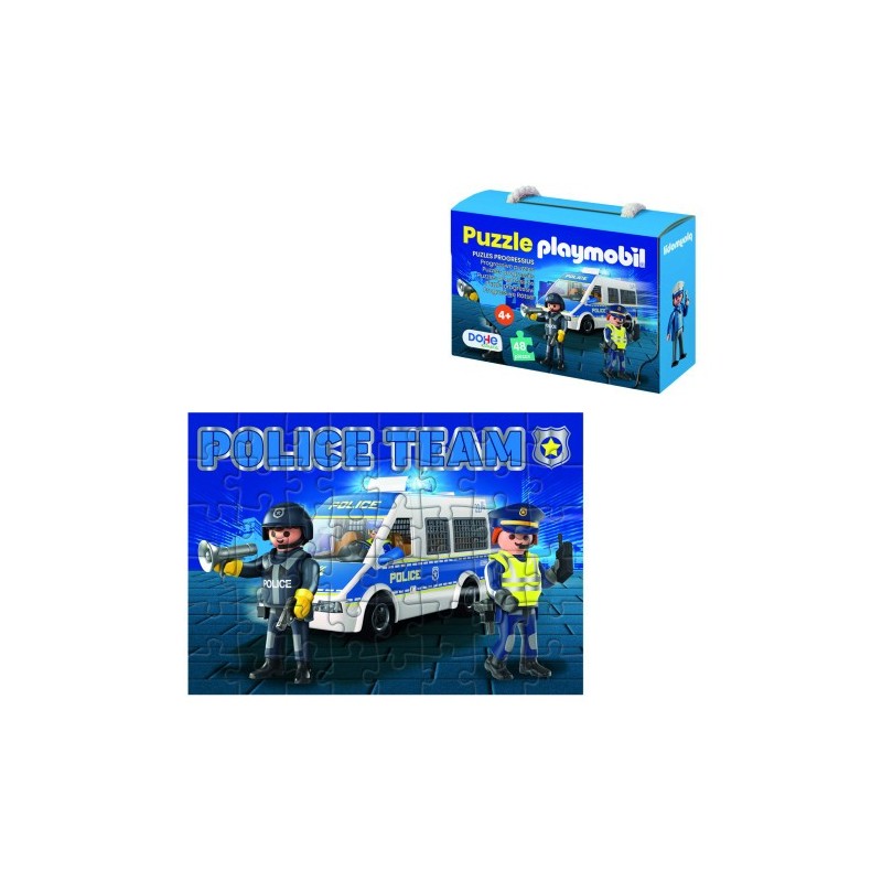 CAJA DE PUZZLE 48 PIEZAS PLAYMOBIL MODELO POLICE DOHE 65012