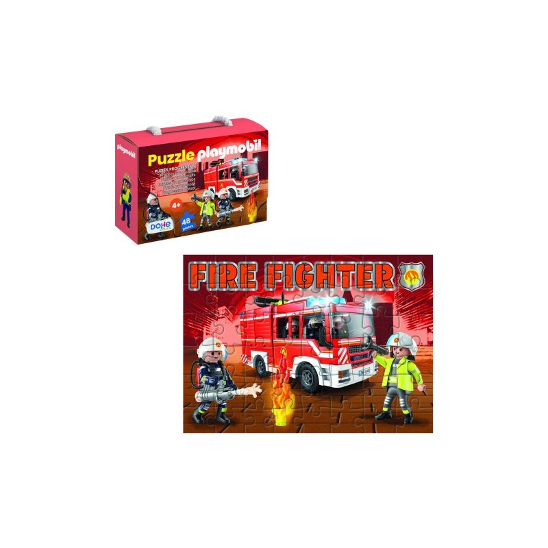 CAJA DE PUZZLE 48 PIEZAS PLAYMOBIL MODELO FIRE FIGHTER DOHE 65013