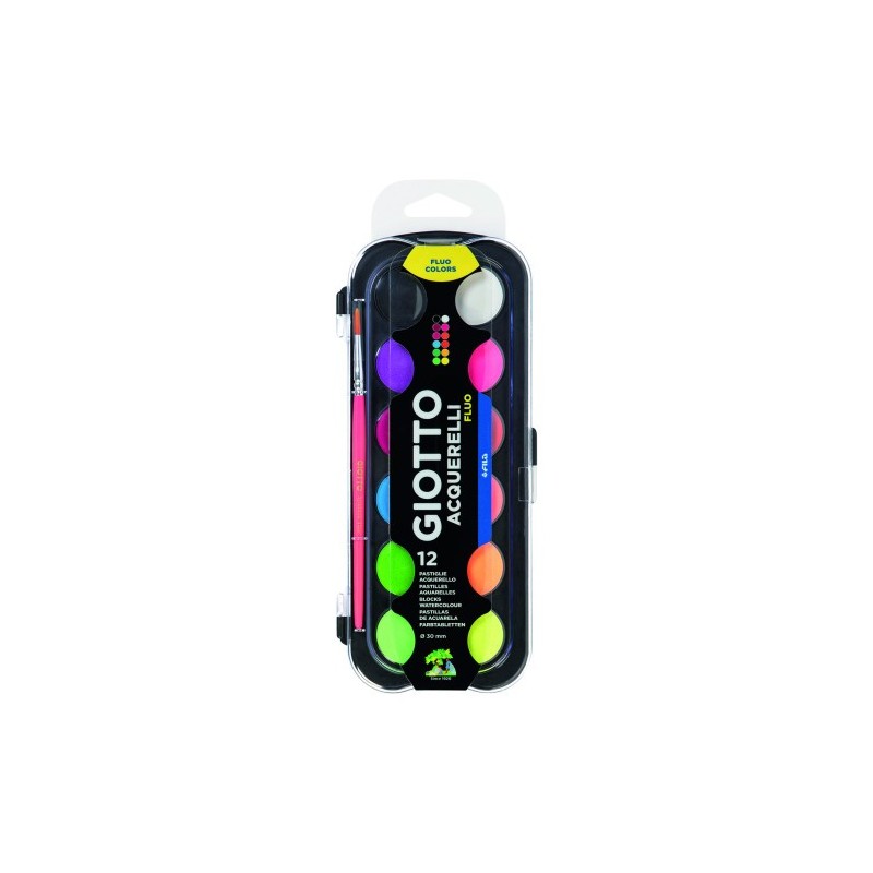 ESTUCHE 12 ACUARELAS FLUO 30 MM PINCEL GIOTTO F351400