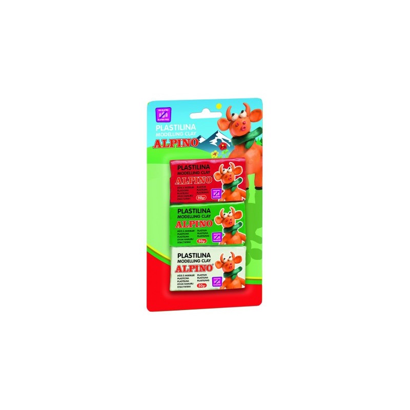 BLISTER 3 UNIDADES PLASTILINA DE 50 GRS ALPINO DP000116