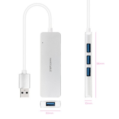 NANOCABLE HUB USB 30 4xUSB30 USB A M USB 30 H ALUM 18CM