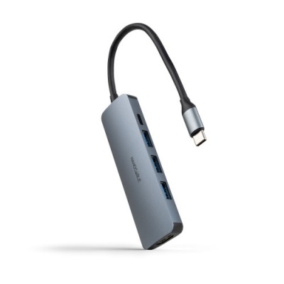 NANOCABLE HUB USB C 3xUSB AUSB C CARGAHDMI GRIS 18 CM