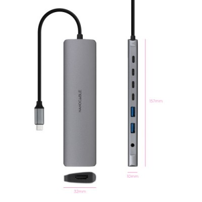NANOCABLE HUB USB C 2xUSB A3xUSB CUSB C CARGAHDMIAUDIO