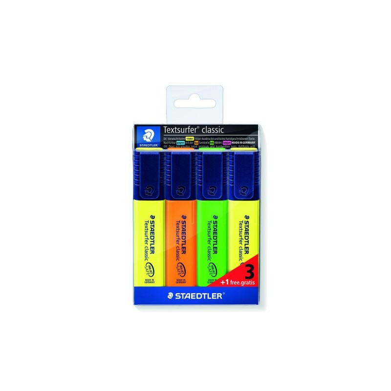 ESTUCHE 3 1REGALO MARCADORES FLUORESCENTE CLASSIC 364 TEXTSURFER STAEDTLER 364 S WP4P